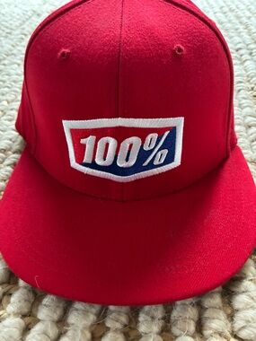 100% Red Logo Snapback Hat - Men’s Red Hat